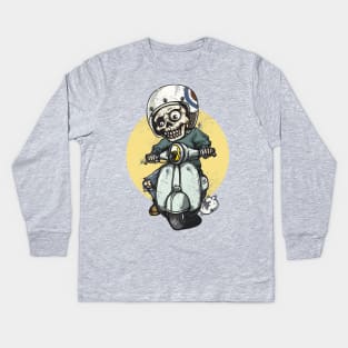 Skeleton Scooter - UK Mod Kids Long Sleeve T-Shirt